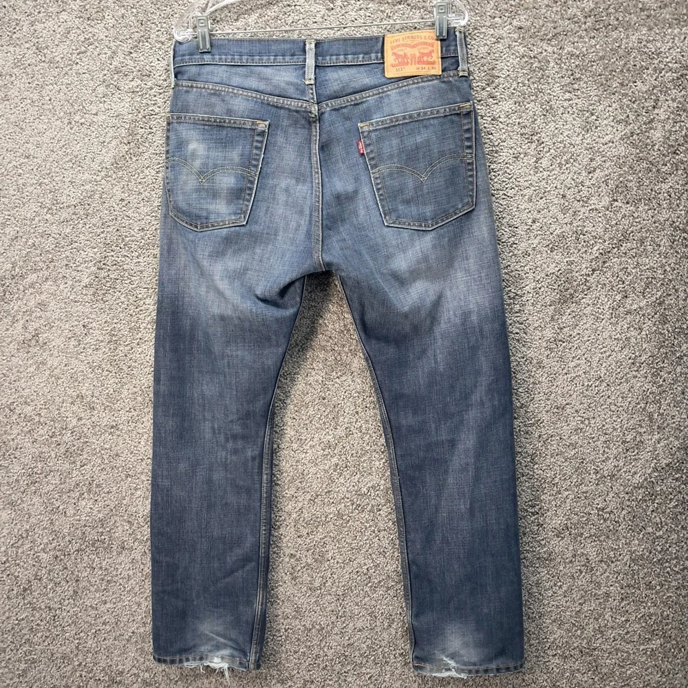 Levis 512 Slim Taper Mens Blue Denim Jeans 34x30 Medium Wash WaterLess 7002
